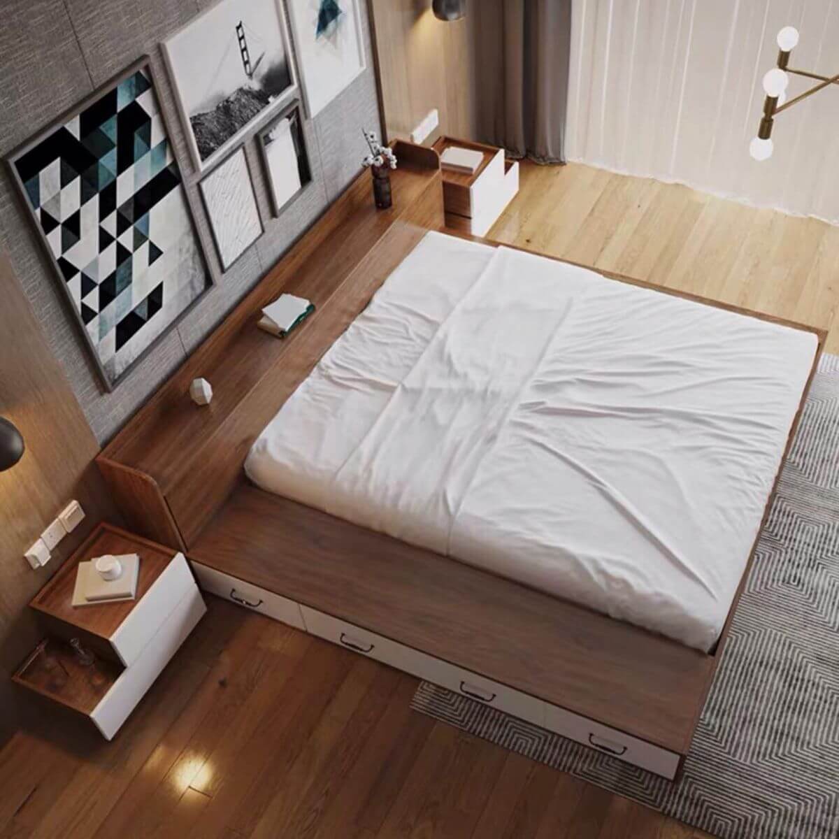 Với thiết kế đẹp mắt và tiện dụng, giường ngủ bệt thiết kế 4 hộc kéo sẽ giúp bạn giải quyết vấn đề không gian giấu đồ một cách dễ dàng và hiệu quả. Thêm vào đó, chiếc giường này còn mang lại cho bạn một giấc ngủ ngon và sâu hơn bao giờ hết. Hãy đến với chúng tôi để tìm hiểu thêm về sản phẩm này.