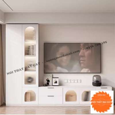 Kệ tivi tích hợp tủ trang trí phòng khách KKH107