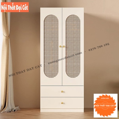 Tủ Quần Áo 2 Cánh Lưới Mây – Phong Cách Hiện Đại TAM007