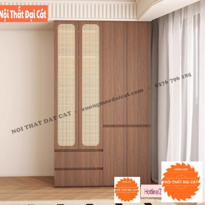 Tủ Quần Áo Gỗ Mây Đan Sang Trọng TAM008
