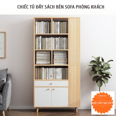 Kệ sách bằng gỗ tại nhà thiết kế đẹp KS043