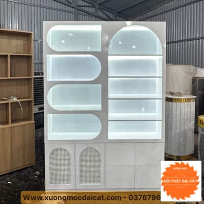 Kệ tủ trưng bày nail, salon tóc KG049