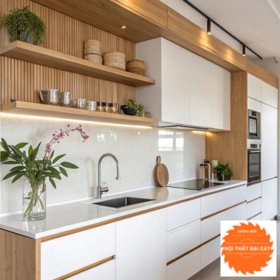 Tủ bếp gỗ hiện đại TB0166