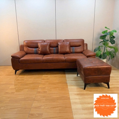 Băng ghế sofa da nâu 