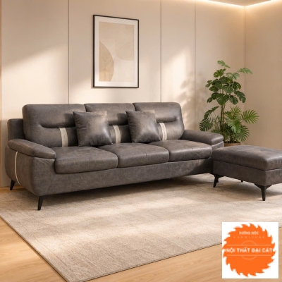 Băng ghế sofa da xám