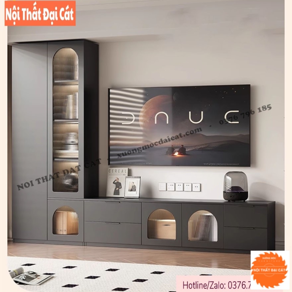 Kệ tivi tích hợp tủ trang trí phòng khách KKH107
