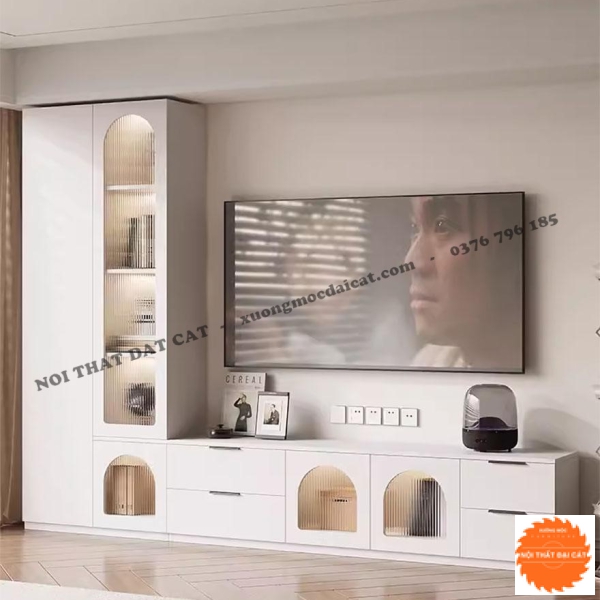 Kệ tivi tích hợp tủ trang trí phòng khách KKH107