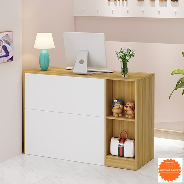 Quầy thu ngân hiện đại bằng gỗ thiết kế tiện dụng 