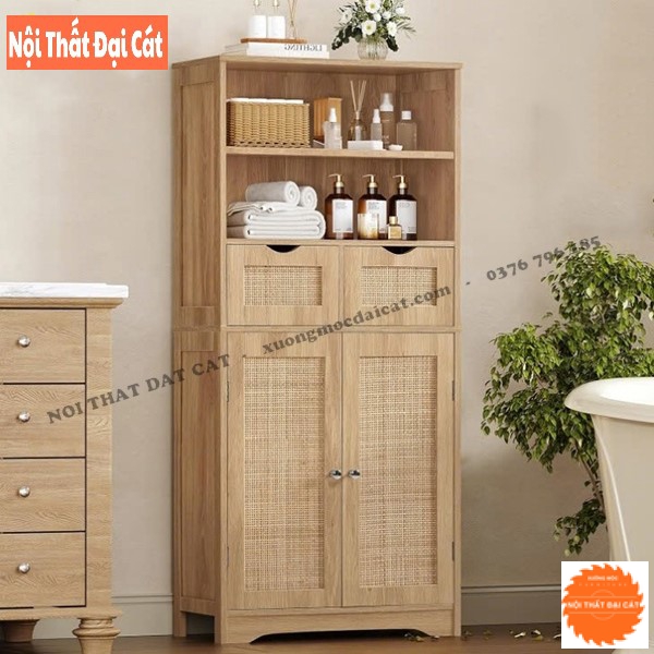 Tủ gỗ mây trưng bày, tủ bếp gỗ mây TGM019