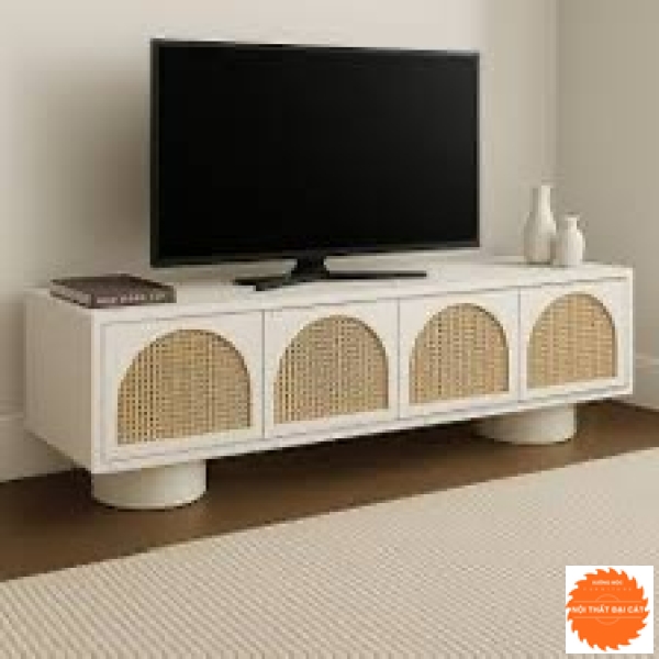 Kệ tivi gỗ cánh mây thiết kế đẹp KTM043