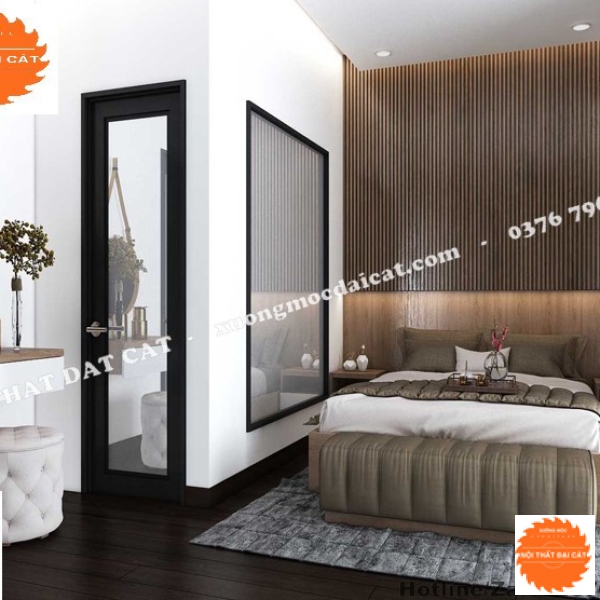 Vách ốp đầu giường thiết kế lam gỗ VOĐG013