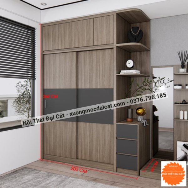 Tủ áo quần 2 cánh lùa MS22229