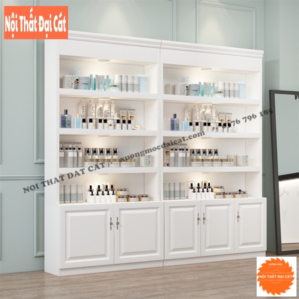 Tủ decor nail gỗ cao cấp - Đèn led nổi bật TN018