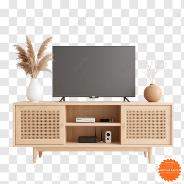 Kệ tivi gỗ cánh mây thiết kế đẹp KTM037