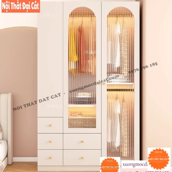 Tủ áo quần kính sọc hiện đại T485