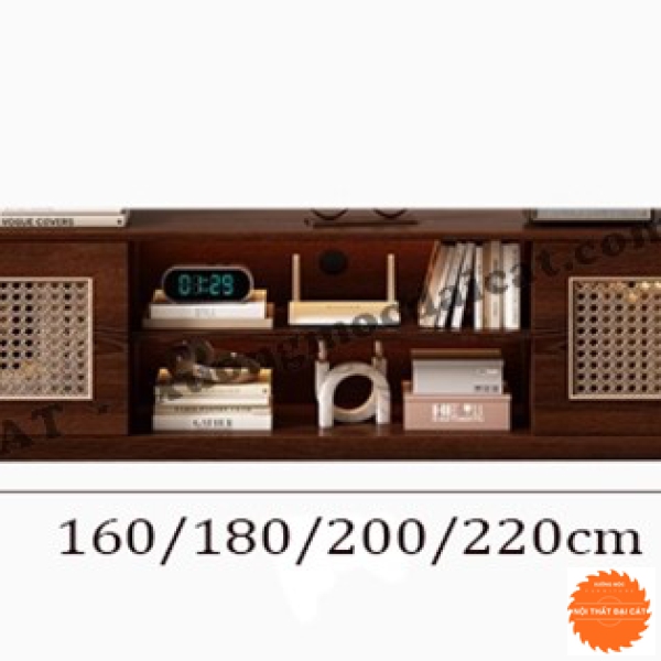Kệ tivi gỗ mây thiết kế đẹp KTV426
