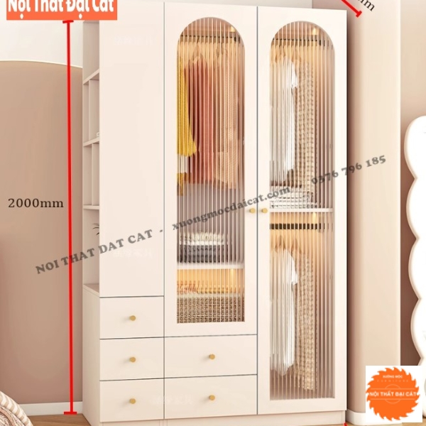 Tủ áo quần kính sọc hiện đại T485
