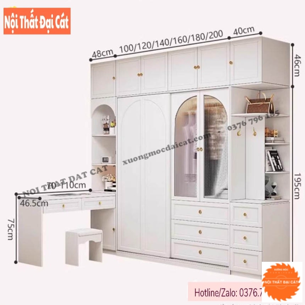 Tủ áo quần thiết kế kịch trần TA472