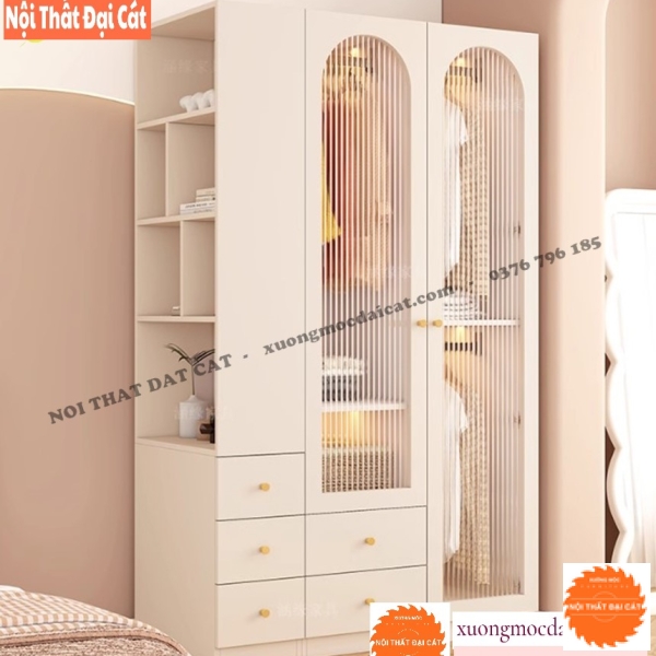 Tủ áo quần kính sọc hiện đại T485
