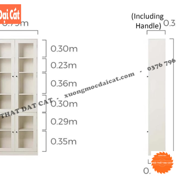 Tủ sách - tủ trang trí gỗ kính đẹp KS235