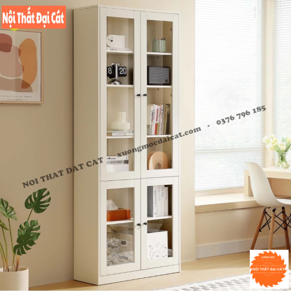 Tủ sách - tủ trang trí gỗ kính đẹp KS235