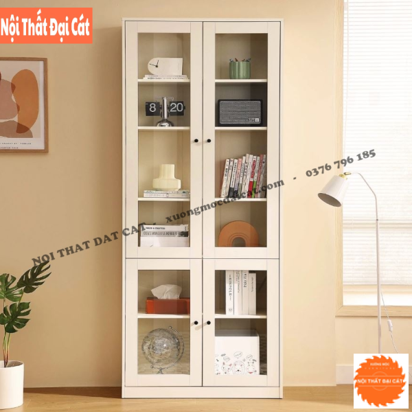 Tủ sách - tủ trang trí gỗ kính đẹp KS235