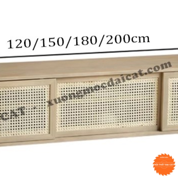 Kệ tivi gỗ mây thiết kế đẹp KTV427