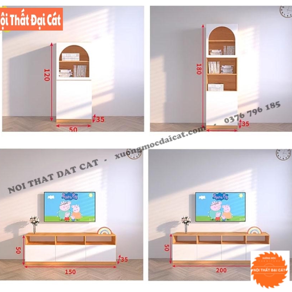 Kệ tivi tích hợp tủ trang trí phòng khách KKH110