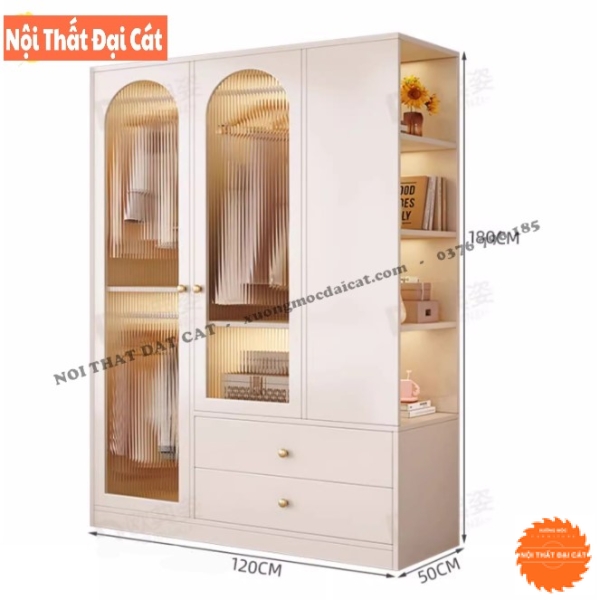 Tủ áo quần kính sọc sang trọng T486