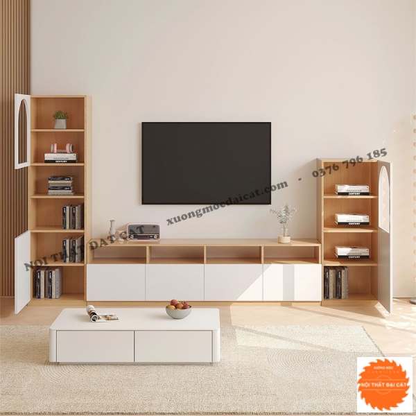Kệ tivi tích hợp tủ trang trí phòng khách KKH110