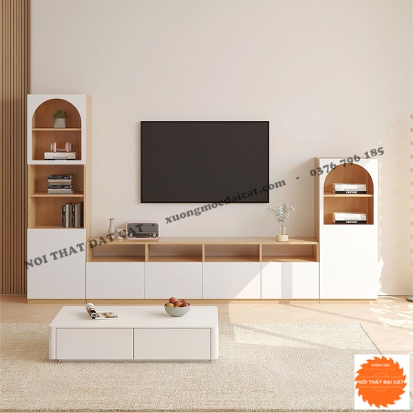 Kệ tivi tích hợp tủ trang trí phòng khách KKH110