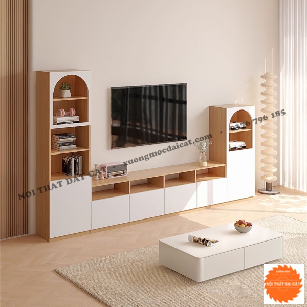 Kệ tivi tích hợp tủ trang trí phòng khách KKH110