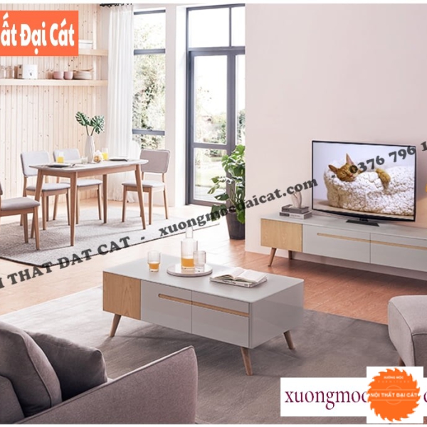 Bàn sofa màu gỗ kết hợp màu xám BS062