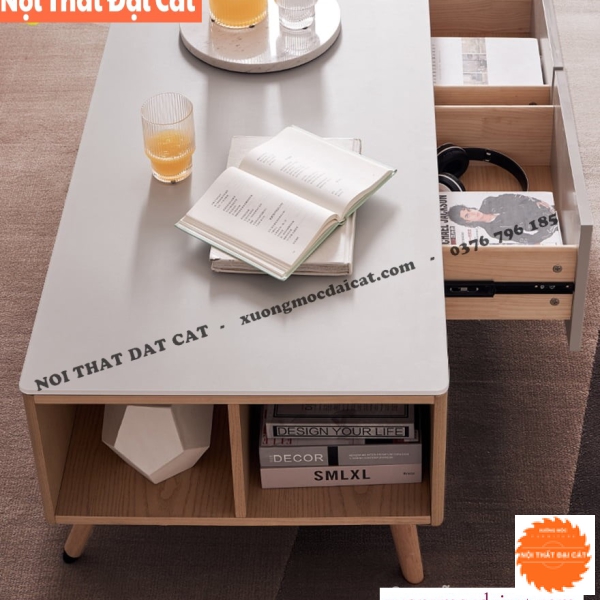 Bàn sofa màu gỗ kết hợp màu xám BS062