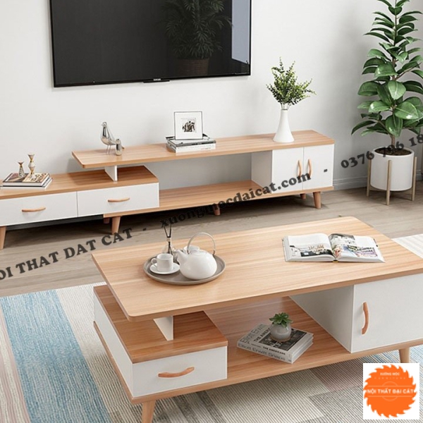 Bàn sofa - bàn trà tone trắng gỗ MDF BS063
