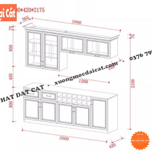 Tủ nhà bếp thiết kế tân cổ điển TBN081
