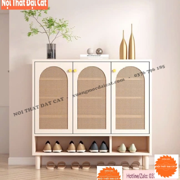 Tủ Giày 3 Cánh Lưới Mây – Tủ Đựng Giày Kiểu Dáng Hiện Đại TGM029