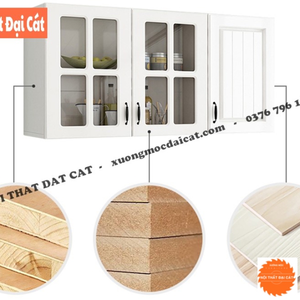 Tủ bếp treo tường gỗ cánh kính TBN083