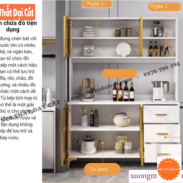 Tủ bếp gỗ cao cấp hiện đại TBN092