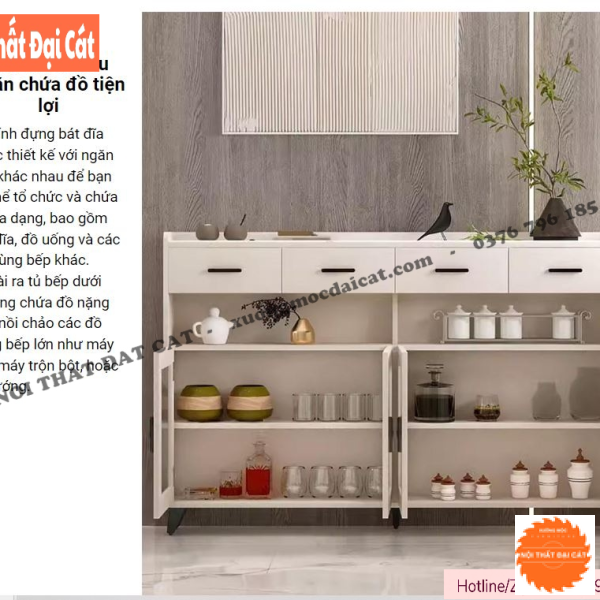 Tủ gỗ kính đựng bát đĩa TBN095