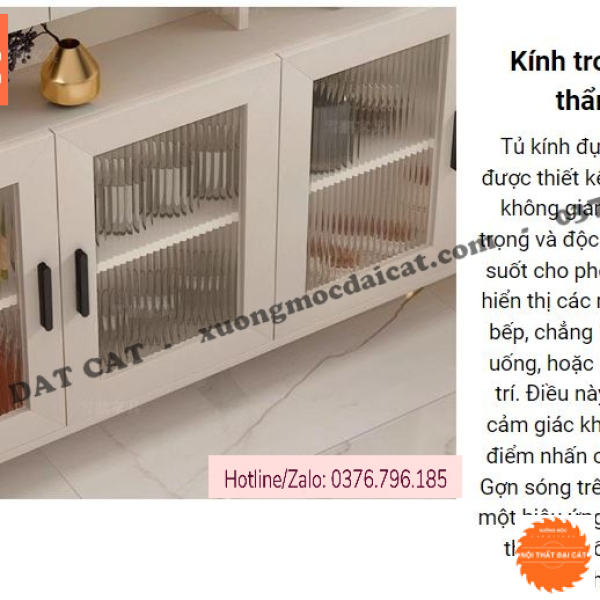 Tủ gỗ kính đựng bát đĩa TBN095