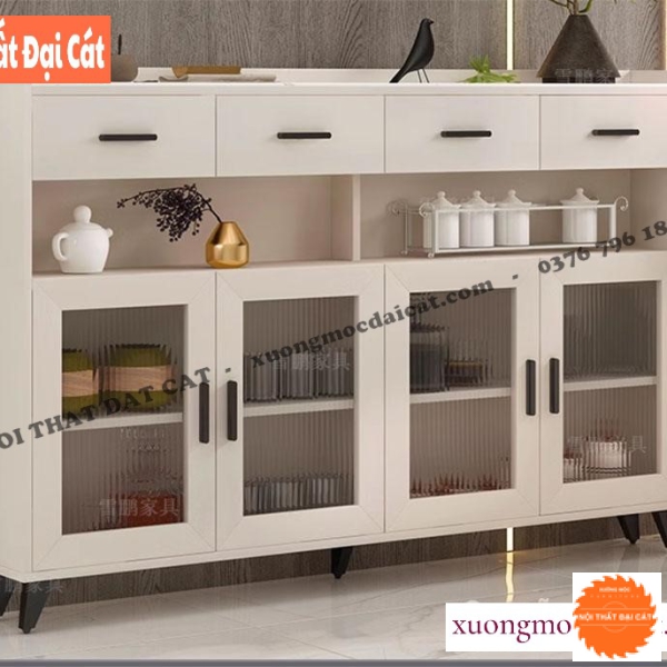 Tủ gỗ kính đựng bát đĩa TBN095