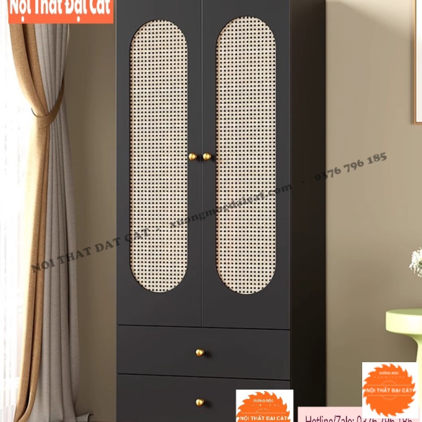 Tủ Quần Áo 2 Cánh Lưới Mây – Phong Cách Hiện Đại TAM007