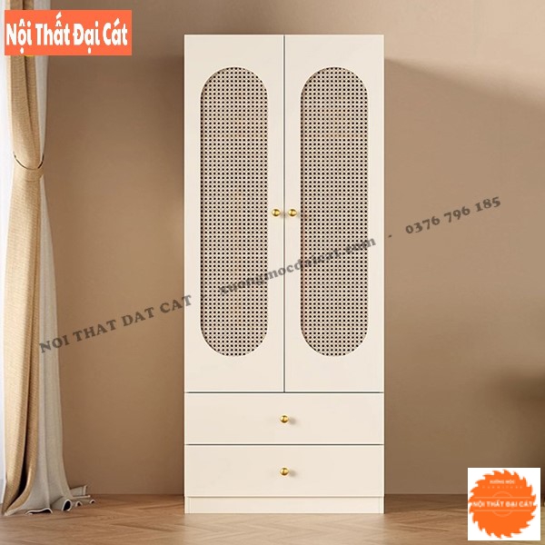 Tủ Quần Áo 2 Cánh Lưới Mây – Phong Cách Hiện Đại TAM007