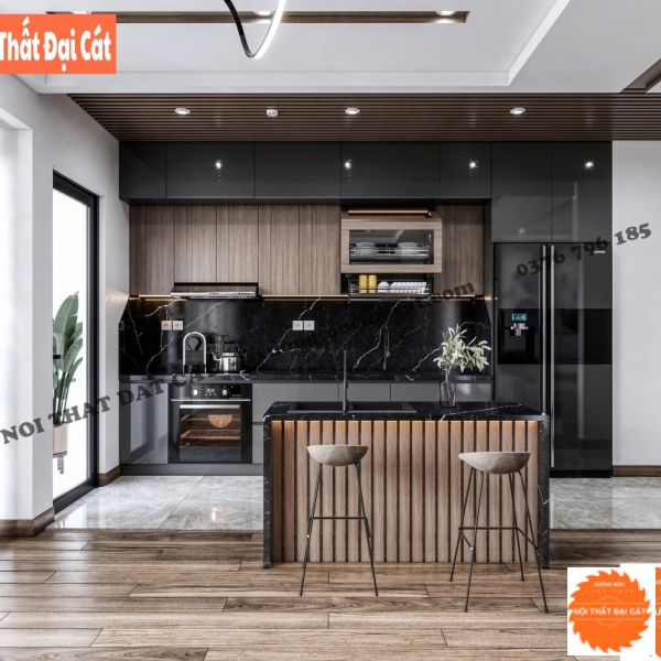 Bàn đảo bếp nhỏ giữa nhà bếp ĐB045