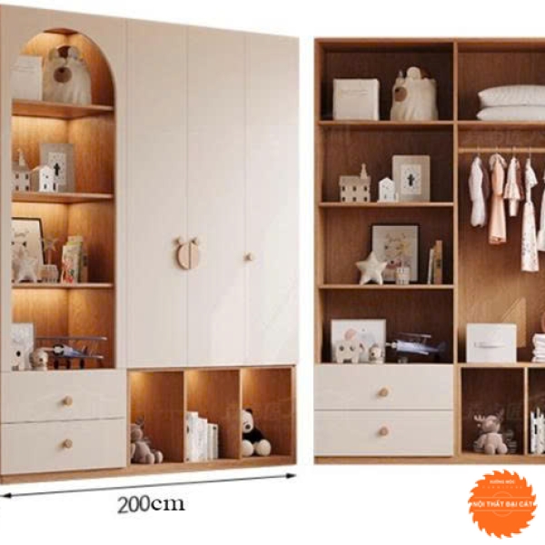 Tủ áo quần trẻ em bằng gỗ công nghiệp TTE071