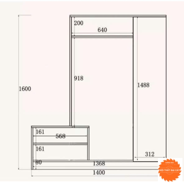 Tủ áo quần gỗ thiết kế đẹp TA492
