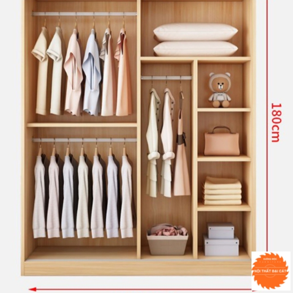 Tủ áo quần cửa lùa thiết kế hiện đại TA064