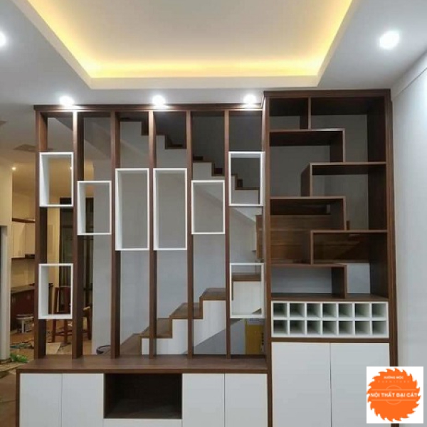 Tủ vách ngăn kết hợp kệ tivi, kệ trang trí VN017