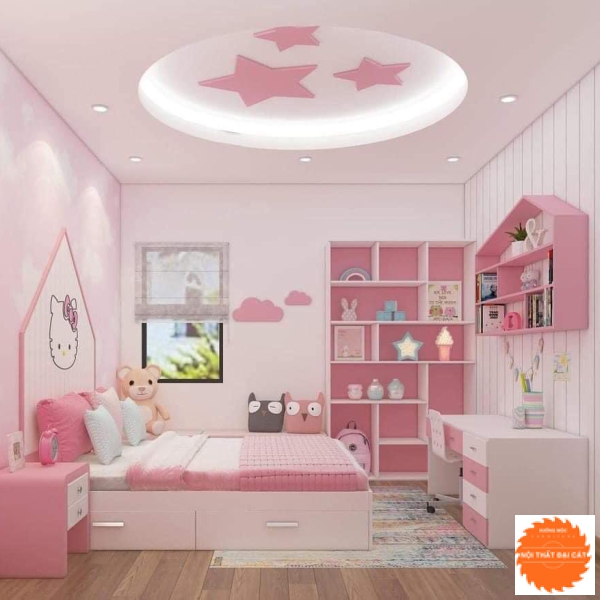 Combo nội thất phòng ngủ màu hồng PNTE004